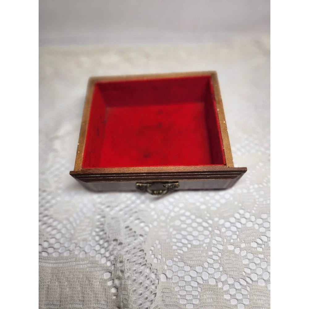 Vtg Wooden Musical Jewelry Box Organizer Storage with 2 Drawers 